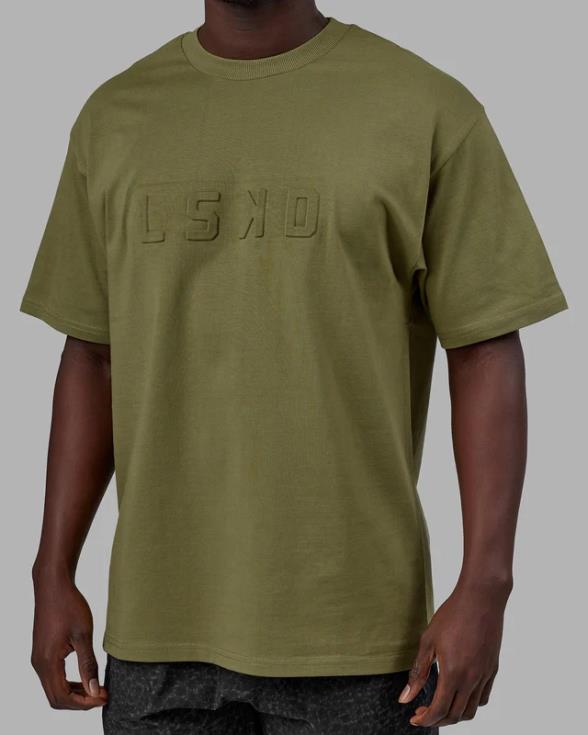 camiseta pesada estampada de gran tamaño - moss stone unisexo LSKD VP42D219 vestir