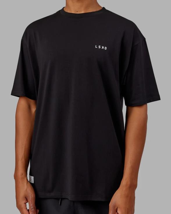 camiseta vs4 flxcotton oversize - negro-blanco unisexo LSKD VP42D245 vestir