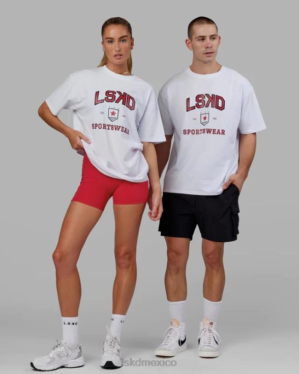 departamento de deportes camiseta oversize - blanco-rojo unisexo LSKD VP42D276 vestir
