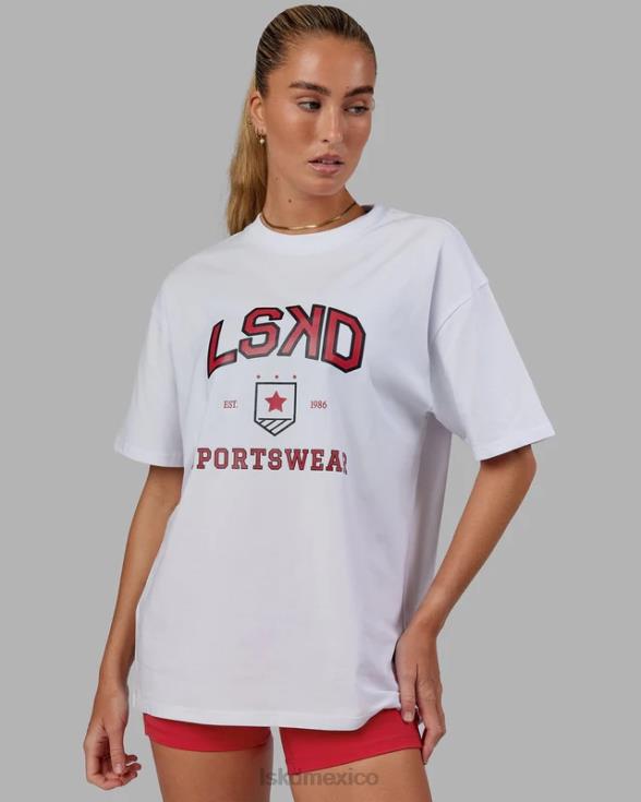 departamento de deportes camiseta oversize - blanco-rojo unisexo LSKD VP42D276 vestir