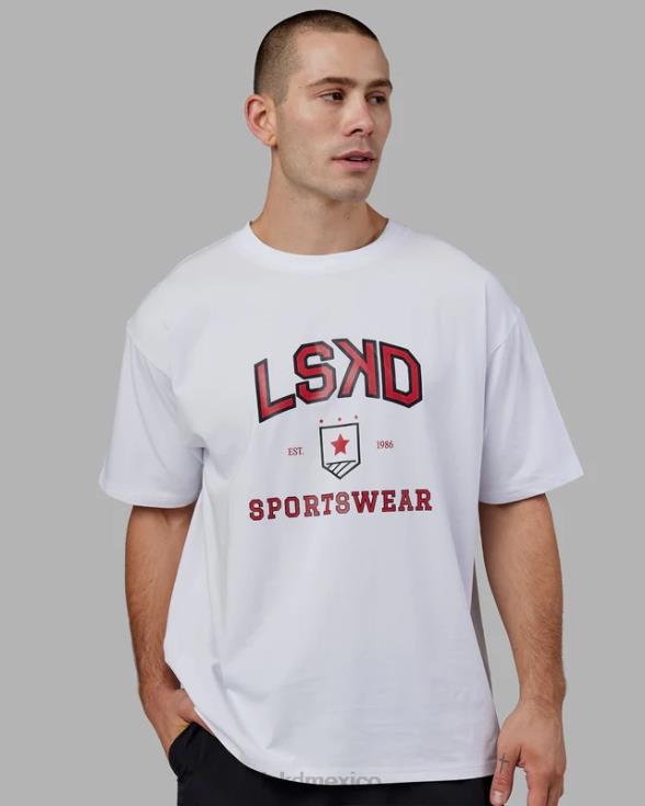 departamento de deportes camiseta oversize - blanco-rojo unisexo LSKD VP42D276 vestir