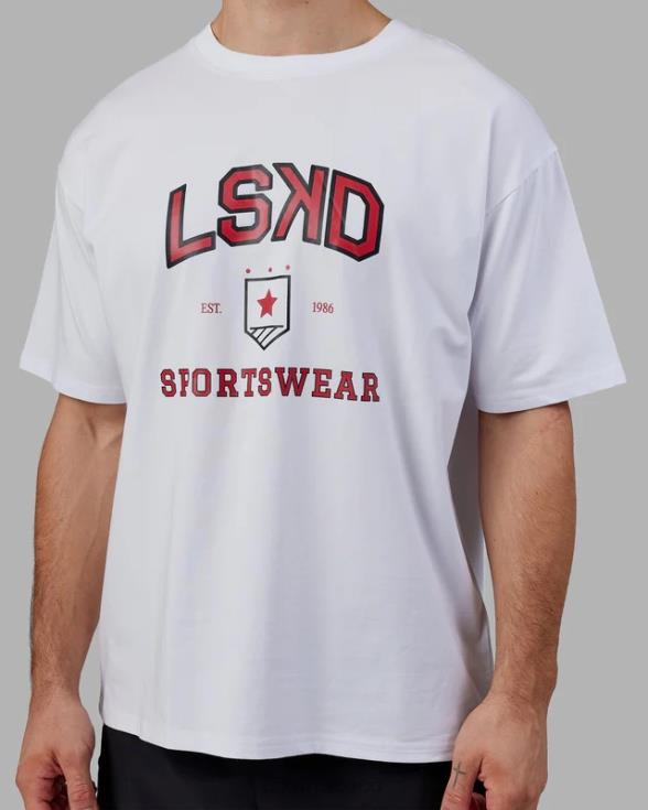 departamento de deportes camiseta oversize - blanco-rojo unisexo LSKD VP42D276 vestir