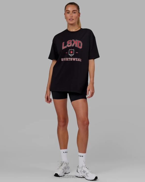departamento de deportes camiseta oversize - negro-rojo unisexo LSKD VP42D275 vestir