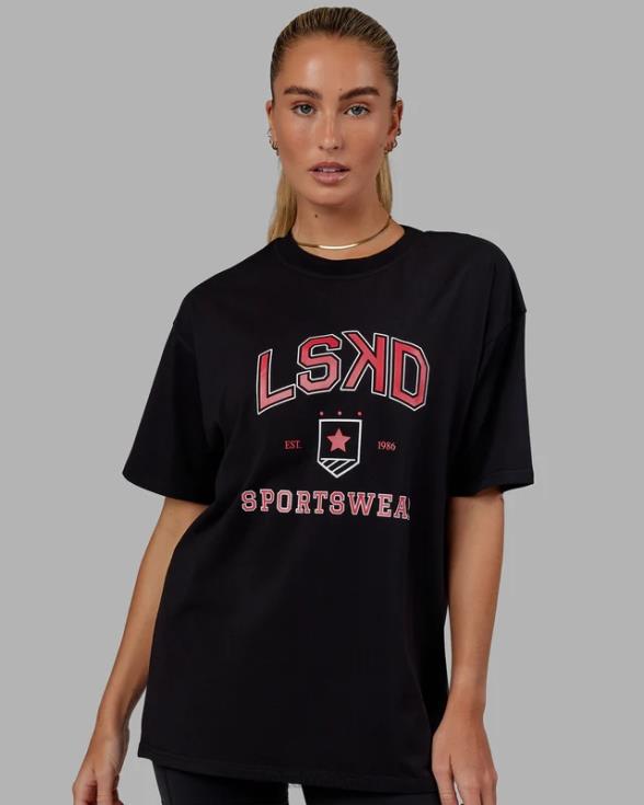 departamento de deportes camiseta oversize - negro-rojo unisexo LSKD VP42D275 vestir