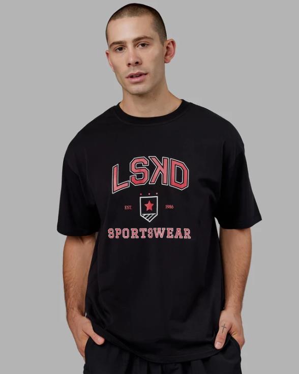 departamento de deportes camiseta oversize - negro-rojo unisexo LSKD VP42D275 vestir