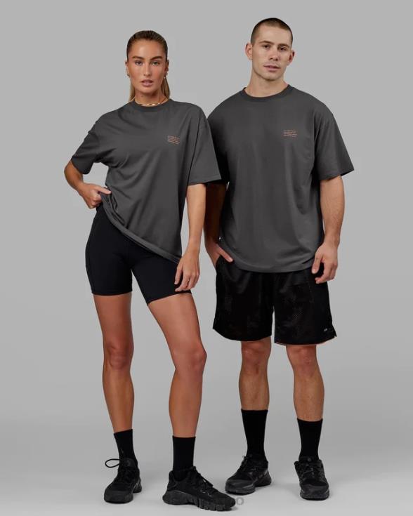 esforzarse flxcotton camiseta de gran tamaño - asfalto-mandarina unisexo LSKD VP42D259 vestir