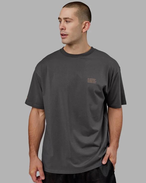 esforzarse flxcotton camiseta de gran tamaño - asfalto-mandarina unisexo LSKD VP42D259 vestir