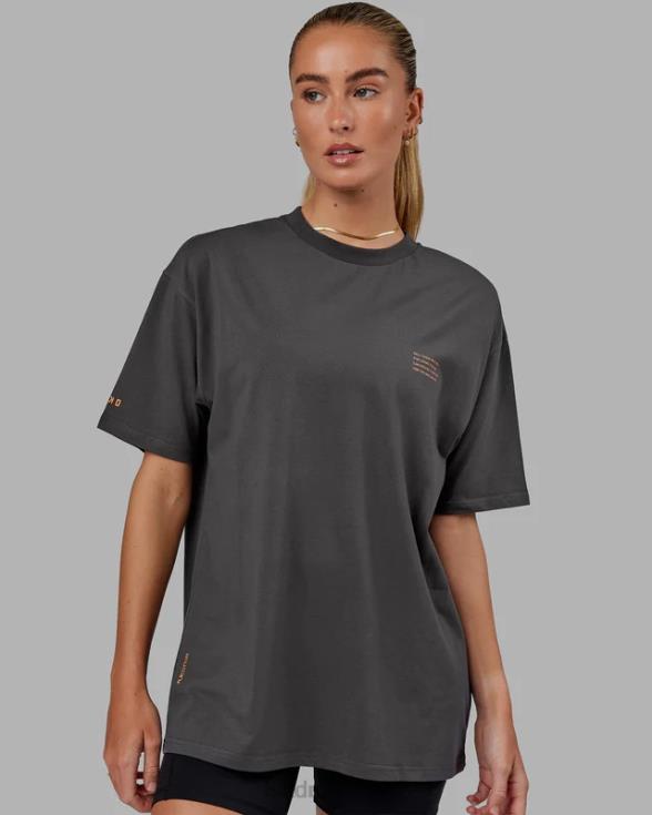 esforzarse flxcotton camiseta de gran tamaño - asfalto-mandarina unisexo LSKD VP42D259 vestir