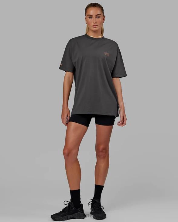 esforzarse flxcotton camiseta de gran tamaño - asfalto-mandarina unisexo LSKD VP42D259 vestir