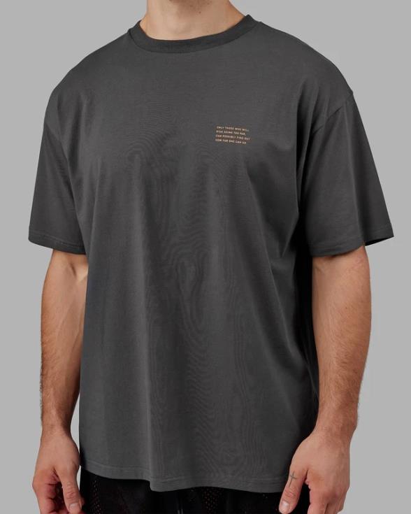 esforzarse flxcotton camiseta de gran tamaño - asfalto-mandarina unisexo LSKD VP42D259 vestir