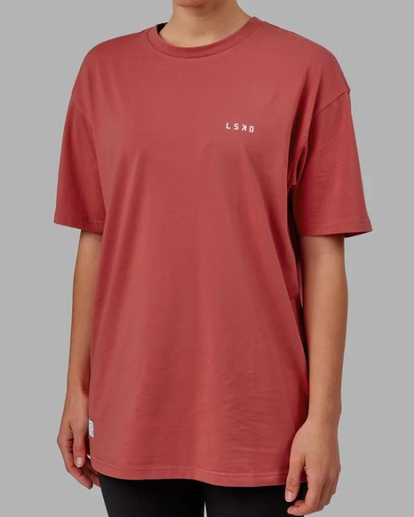 vs1 flxcotton tee oversize - mineral rojo-blanco unisexo LSKD VP42D254 vestir