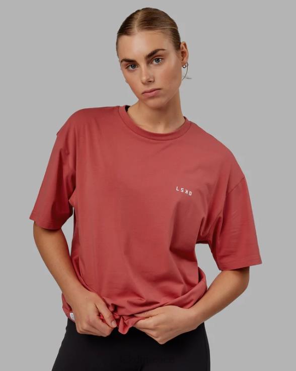 vs1 flxcotton tee oversize - mineral rojo-blanco unisexo LSKD VP42D254 vestir