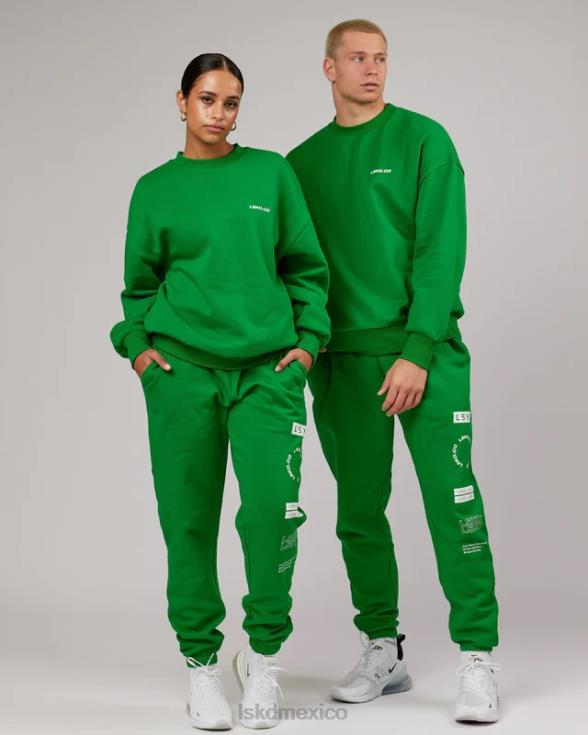 jogger combinado - verde vivo unisexo LSKD VP42D763 vestir