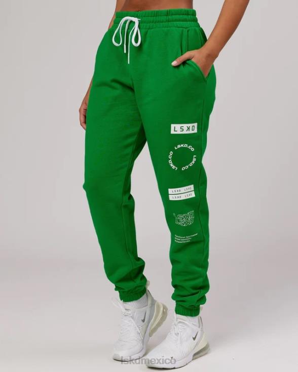 jogger combinado - verde vivo unisexo LSKD VP42D763 vestir