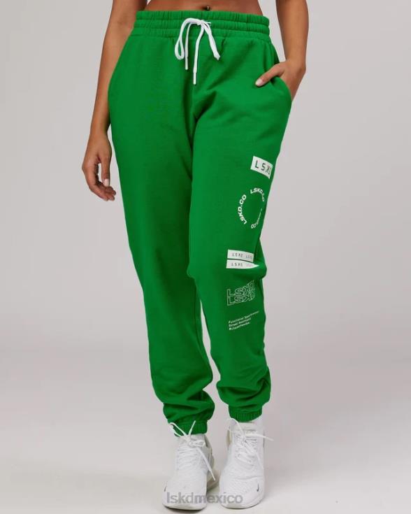 jogger combinado - verde vivo unisexo LSKD VP42D763 vestir