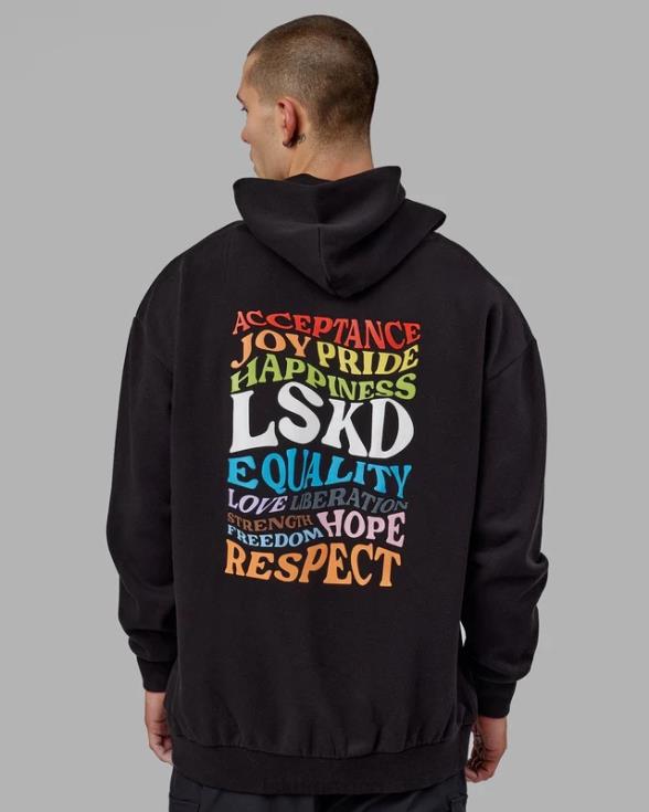 sudadera con capucha amplificar de gran tamaño - orgullo-negro unisexo LSKD VP42D439 vestir