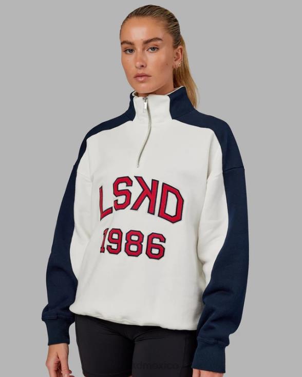 Alumni suéter oversize con cremallera de 1/4 - azul marino-rojo unisexo LSKD VP42D408 vestir