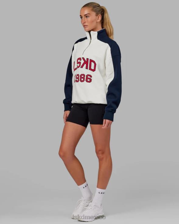 Alumni suéter oversize con cremallera de 1/4 - azul marino-rojo unisexo LSKD VP42D408 vestir