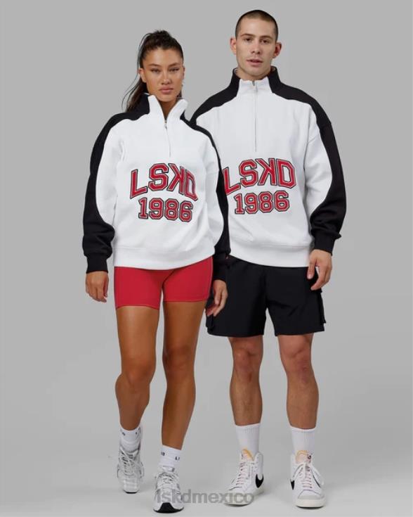 Alumni suéter oversize con cremallera de 1/4 - blanco-escarlata unisexo LSKD VP42D404 vestir