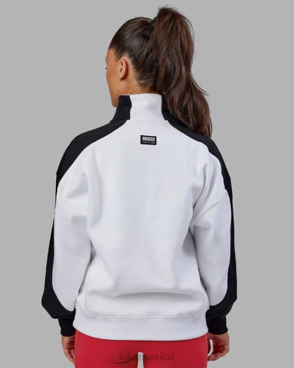 Alumni suéter oversize con cremallera de 1/4 - blanco-escarlata unisexo LSKD VP42D404 vestir