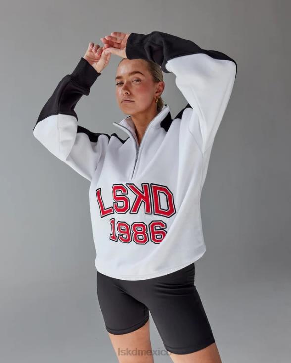 Alumni suéter oversize con cremallera de 1/4 - blanco-escarlata unisexo LSKD VP42D404 vestir