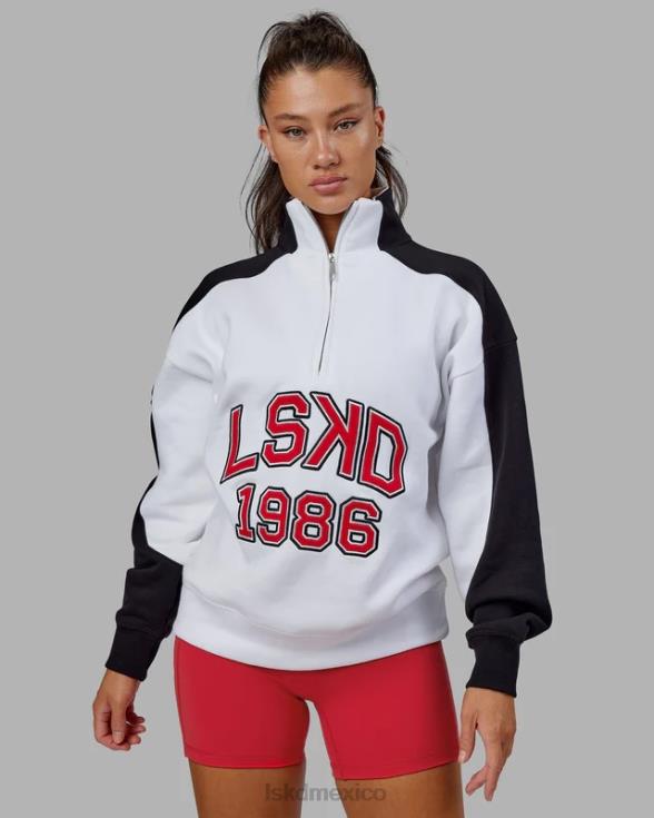 Alumni suéter oversize con cremallera de 1/4 - blanco-escarlata unisexo LSKD VP42D404 vestir