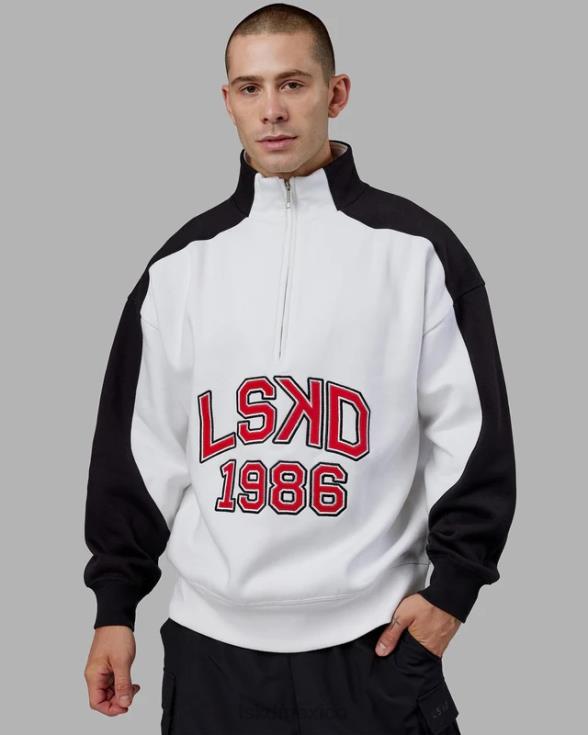 Alumni suéter oversize con cremallera de 1/4 - blanco-escarlata unisexo LSKD VP42D404 vestir