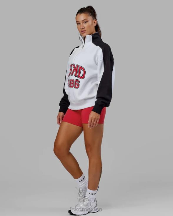 Alumni suéter oversize con cremallera de 1/4 - blanco-escarlata unisexo LSKD VP42D404 vestir