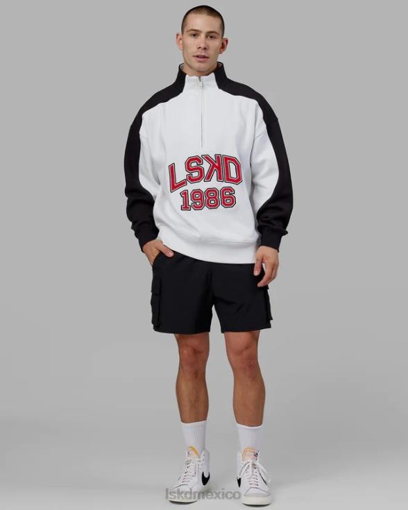 Alumni suéter oversize con cremallera de 1/4 - blanco-escarlata unisexo LSKD VP42D404 vestir