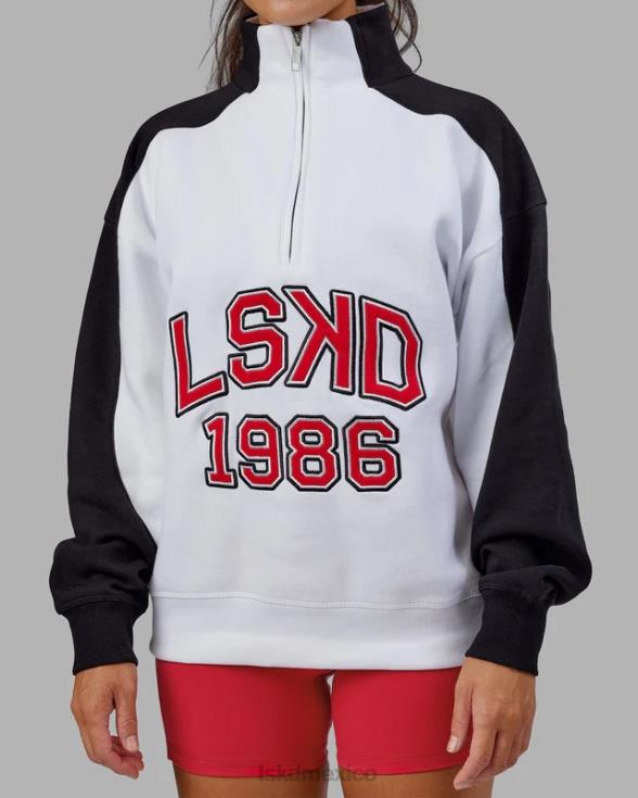 Alumni suéter oversize con cremallera de 1/4 - blanco-escarlata unisexo LSKD VP42D404 vestir