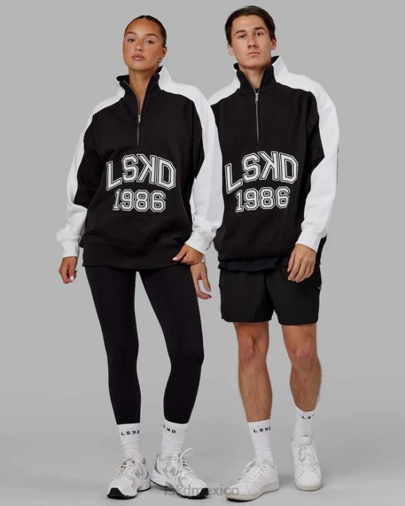 Alumni suéter oversize con cremallera de 1/4 - negro-blanco unisexo LSKD VP42D448 vestir