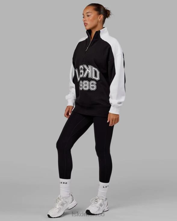 Alumni suéter oversize con cremallera de 1/4 - negro-blanco unisexo LSKD VP42D448 vestir