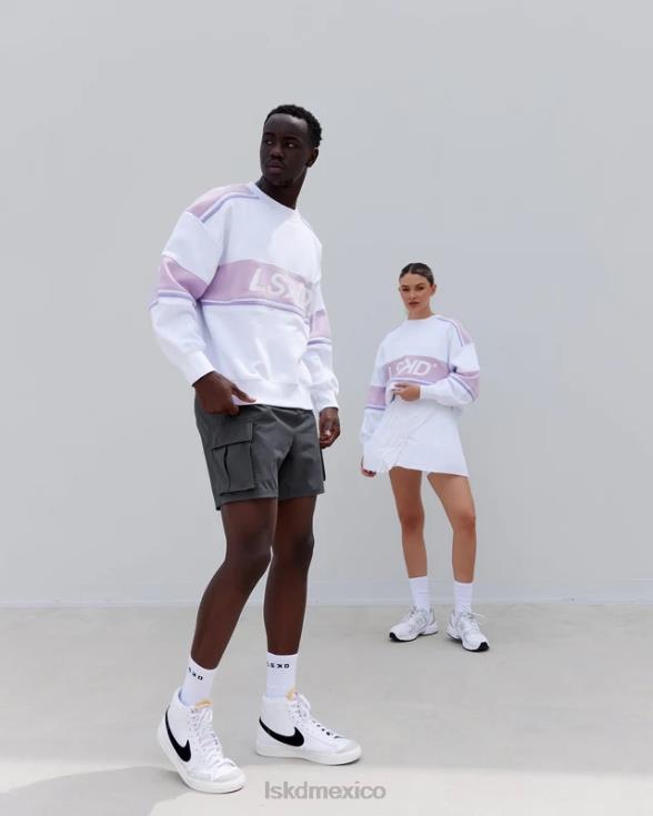 Jersey oversize a-team - blanco-lila pálido unisexo LSKD VP42D443 vestir