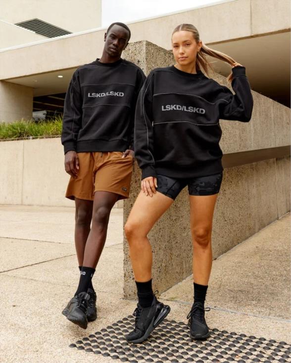 suéter impact oversize - negro-gris unisexo LSKD VP42D430 vestir