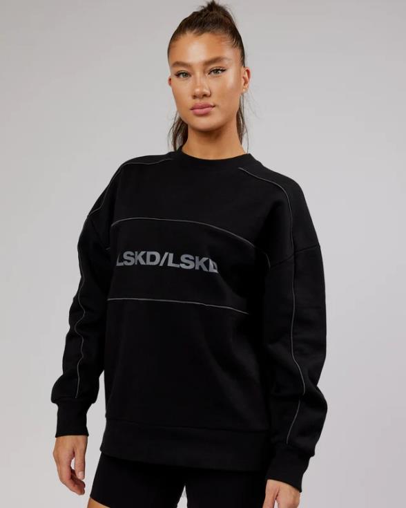suéter impact oversize - negro-gris unisexo LSKD VP42D430 vestir