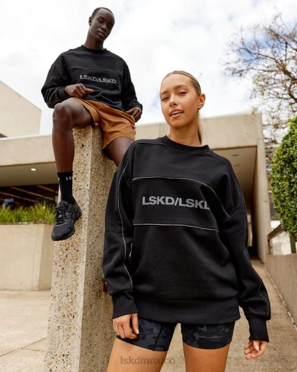 suéter impact oversize - negro-gris unisexo LSKD VP42D430 vestir