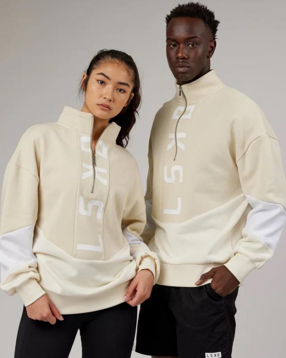 suéter invertido oversize - leche de almendras unisexo LSKD VP42D407 vestir