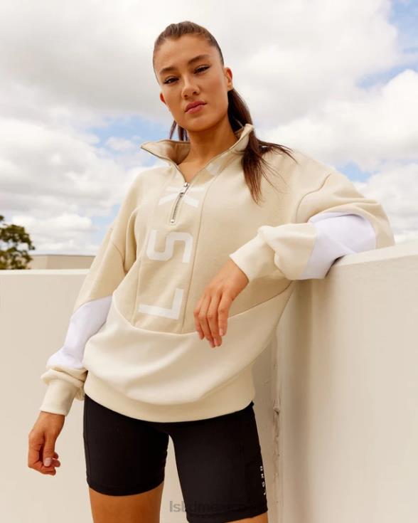 suéter invertido oversize - leche de almendras unisexo LSKD VP42D407 vestir