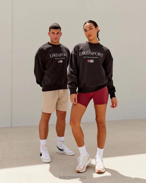 suéter oversize bandera - nogal oscuro unisexo LSKD VP42D427 vestir