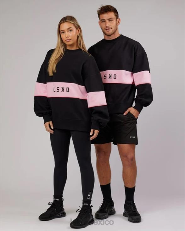 suéter oversize extra time - negro-rosa pétalo unisexo LSKD VP42D445 vestir
