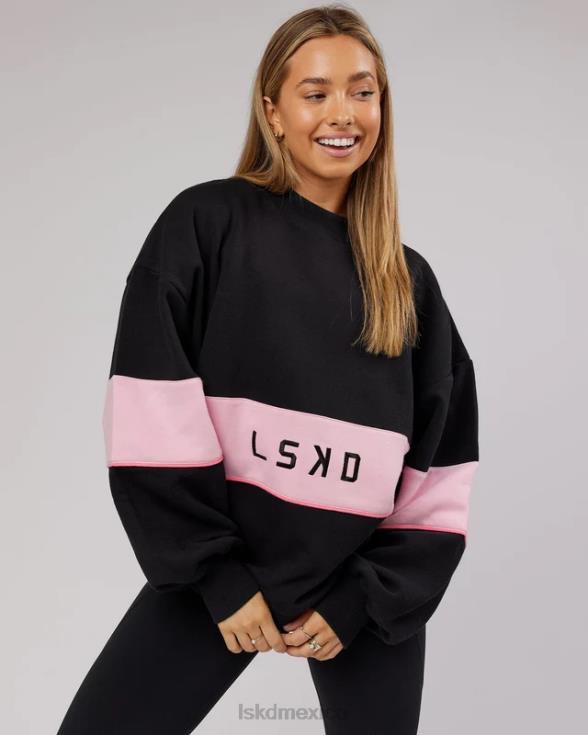 suéter oversize extra time - negro-rosa pétalo unisexo LSKD VP42D445 vestir