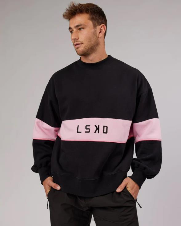 suéter oversize extra time - negro-rosa pétalo unisexo LSKD VP42D445 vestir
