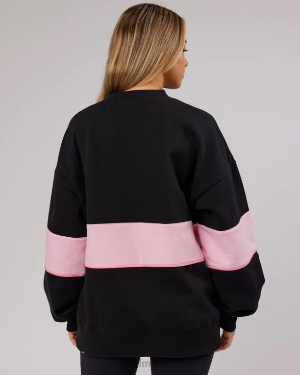 suéter oversize extra time - negro-rosa pétalo unisexo LSKD VP42D445 vestir