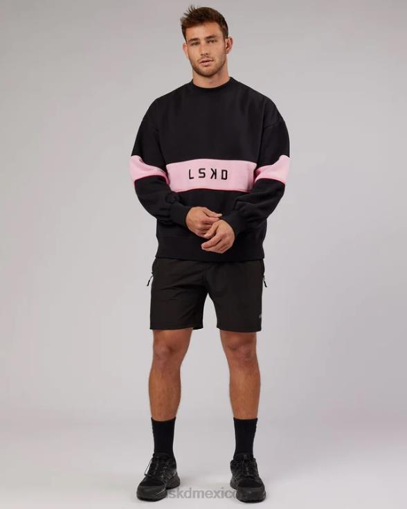 suéter oversize extra time - negro-rosa pétalo unisexo LSKD VP42D445 vestir