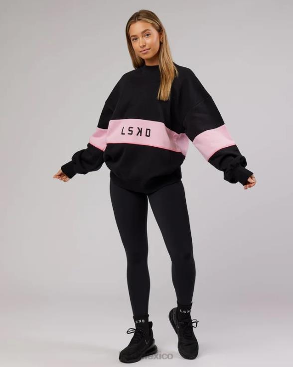 suéter oversize extra time - negro-rosa pétalo unisexo LSKD VP42D445 vestir