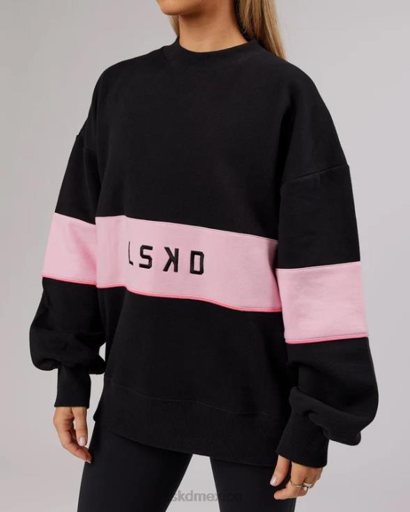 suéter oversize extra time - negro-rosa pétalo unisexo LSKD VP42D445 vestir